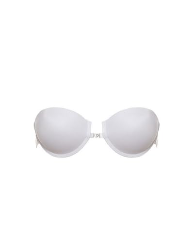 LORMAR - Reggiseno Push-up da Donna, Trasparente, Schiena Invisibile, Rimovibile, Senza Motivo, Schiena Imbottita, Reggiseno Liscio, Basic con Chiusura Frontale Bianco 3B - Home Shopping Italia 