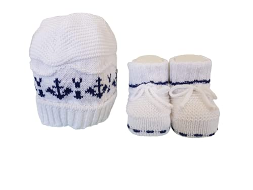 Cotone Set Scarpine + cappellino neonato e neonata ricamato - La Rocca - Home Shopping Italia 