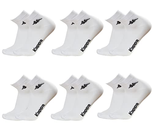 Kappa CONF. 6 PAIA CALZINO CORTO ALLA CAVIGLIA UNISEX - art. K004 in cotone. Disponibile nei colori Bianco, Nero, Blu e Grigio (42/44, Bianco) - Home Shopping Italia 