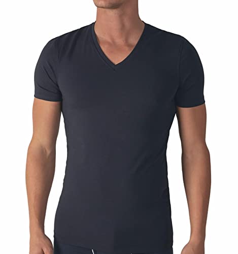 3 Magliette Intime Uomo Cotone Caldo Termico Scollo a V e Girocollo Pacco da 3 T Shirt Manica Corta Cotone Caldo (L, 3 Scollo V Blu) - Home Shopping Italia 
