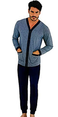 Enrico Coveri Pigiama Uomo Cotone Lungo, Cotone Mercerizzato Linea Prestige, Pigiama Uomo Cotone Leggero, Pigiama Uomo Estivo Lungo, AMCHE Taglie Forti (Blu 8146, l) - Home Shopping Italia 