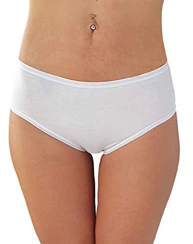 Cotonella Slip Midi Donna in Cotone Elasticizzato Art. 3940 - Confezione da 6 Pezzi - Colori Bianco E Nero - 6 Pezzi Bianco 4 - Home Shopping Italia 