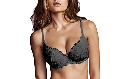 LORMAR Reggiseno push-up Plunge in pizzo frizzante - 5, Nero - Home Shopping Italia 