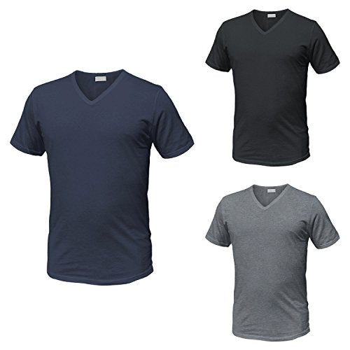Enrico Coveri 3 t-Shirt Uomo Mezza Manica Scollo a V in Cotone Pettinato Art. ET1101 (Nero/Blu/Grigio, 5/L) - Home Shopping Italia 