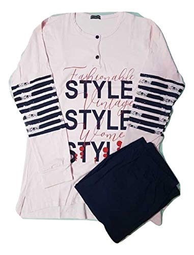 Pigiama Lungo Cotone Serafino Due Pezzi Donna Art. P1191 - Home Shopping Italia 