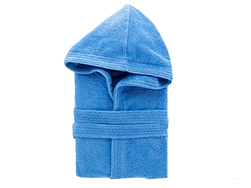 Intimia  Accappatoio in Spugna 100% Cotone con Cappuccio Uomo/Donna Azzurro
