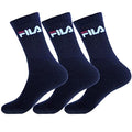 Fila 3 paia di calzini, calze da tennis in spugna con colletto con logo, unisex: Colour: Navy | Size: 6-8 UK - Home Shopping Italia 