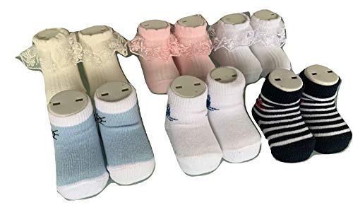cotone Set Tre Paia Calzini Scarpine Neonato neonata 0-6 Mesi - Nancy Baby - Home Shopping Italia 
