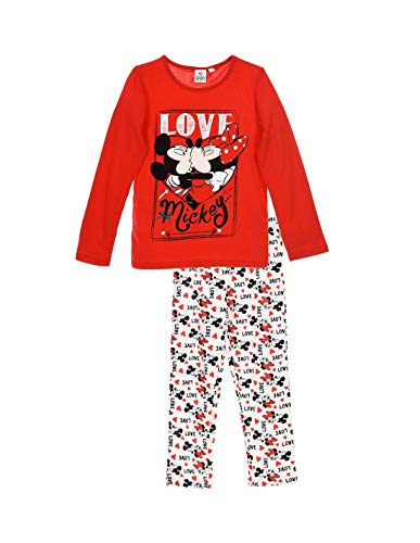 Minnie- Pigiama Lungo da Bambina, Motivo: Topolino, da 3 a 8 Anni, Colore: Rosso/Bianco Rouge/Blanc 8 Anni - Home Shopping Italia 