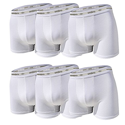 Umbro Set 6 Pezzi Boxer Uomo in Cotone Elasticizzato Art. 701 (Bianco, 4/M) - Home Shopping Italia 