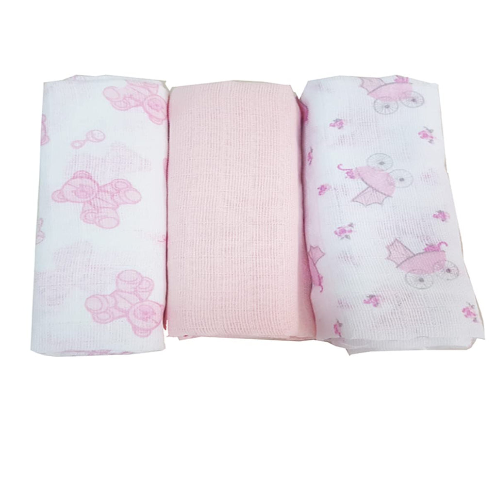 3 quadrati garza Mussole in cotone neonato e neonata varie misure - Home Shopping Italia 