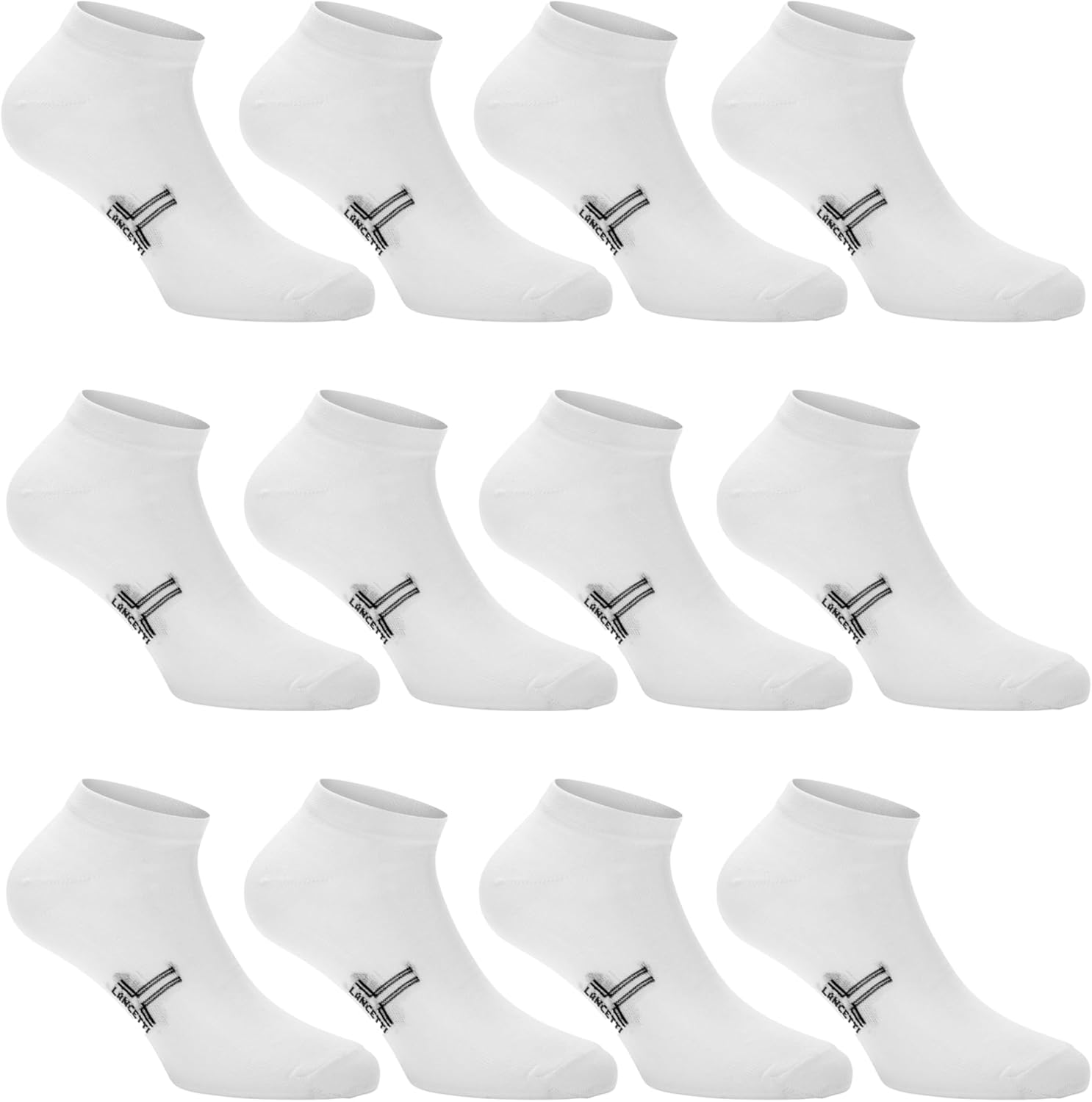 LANCETTI - 12 Paia Calzini Corti Sneaker per Uomo o Donna, Fantasmini in Cotone Filo di Scozia - Home Shopping Italia 