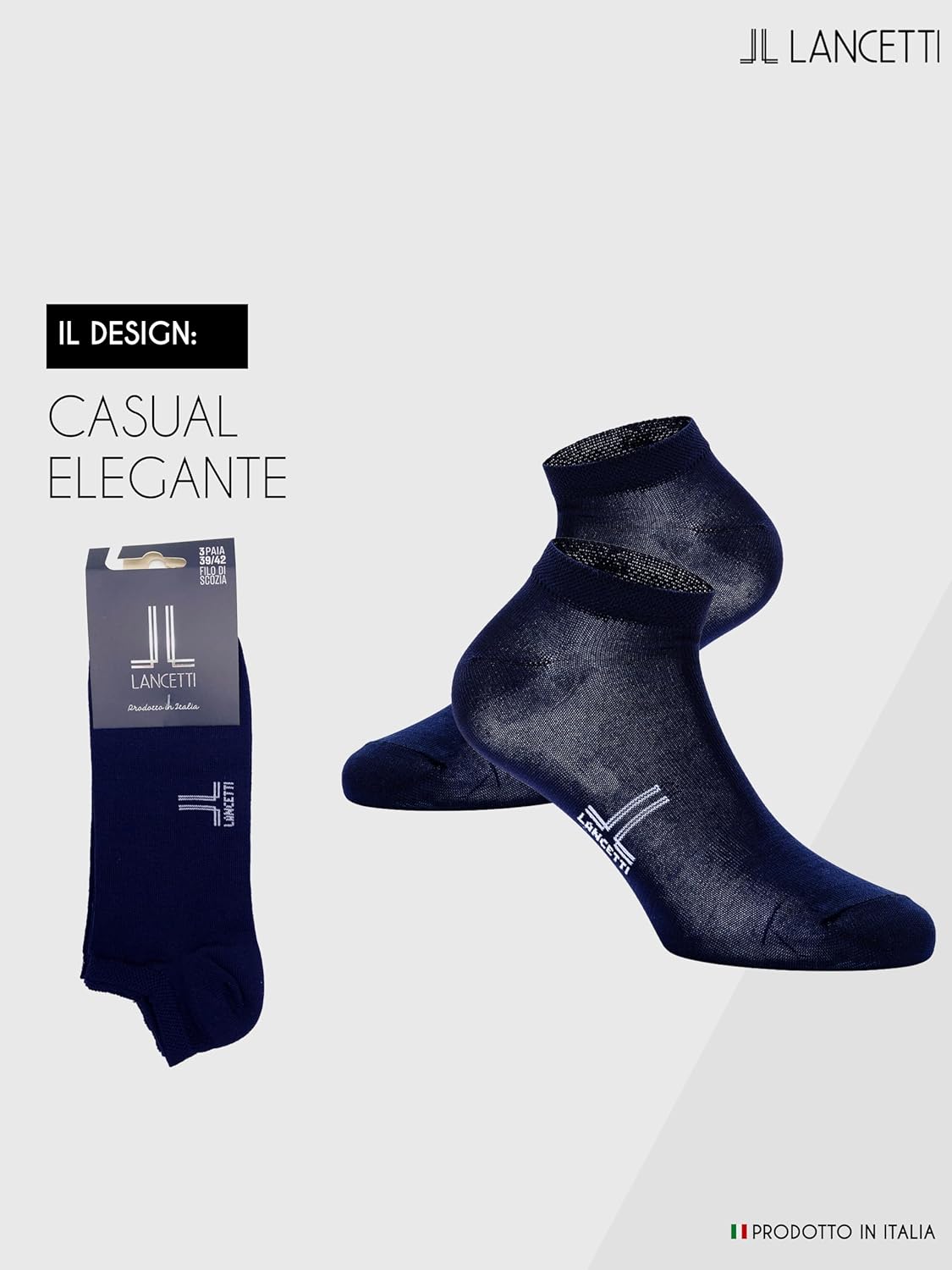 LANCETTI - 6 Paia Calzini Corti Sneaker per Uomo o Donna, Fantasmini in Cotone Filo di Scozia - Home Shopping Italia 