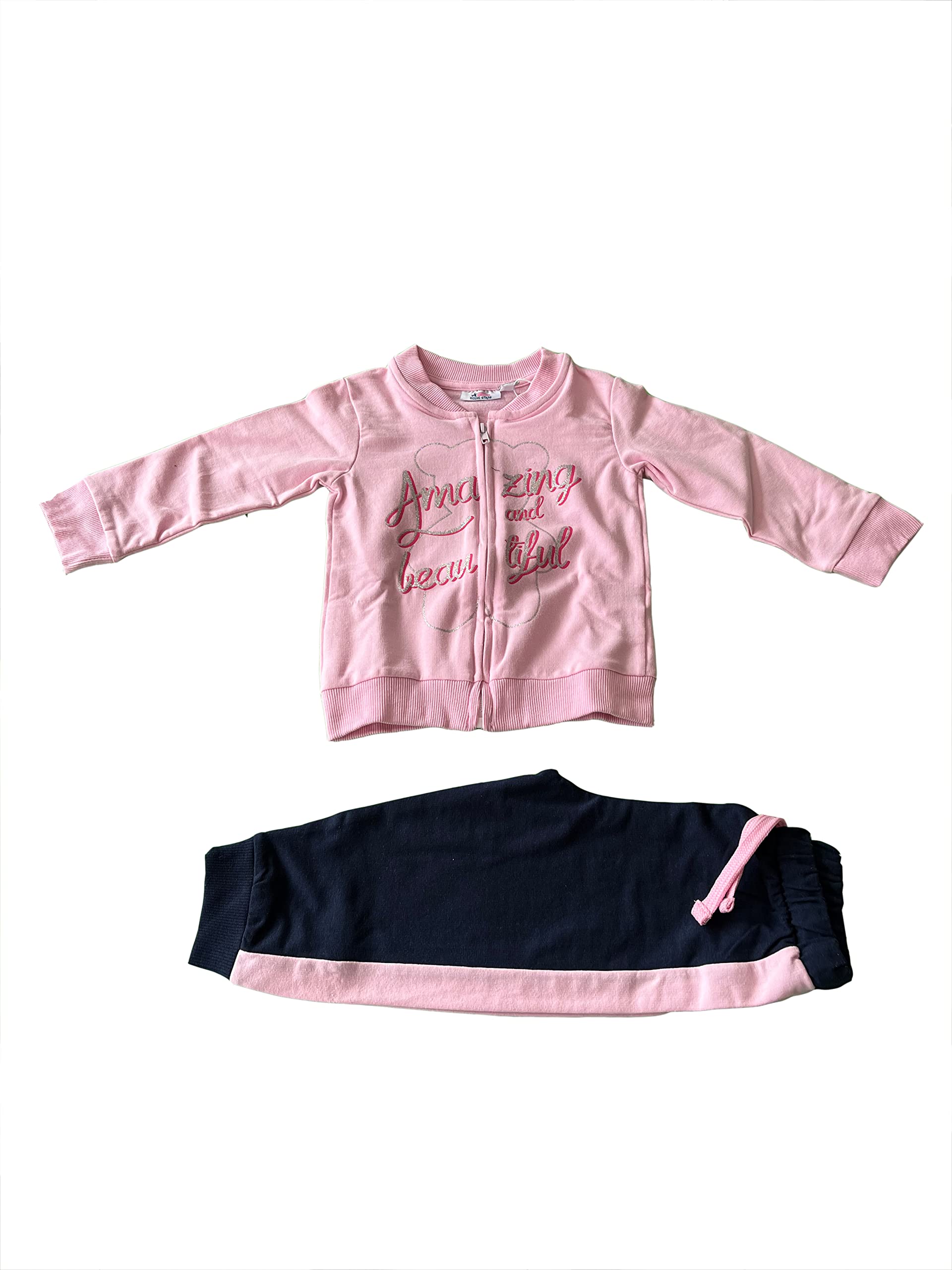 Tuta in felpa di cotone due pezzi neonato neonata - Young stars sportswear - Home Shopping Italia 