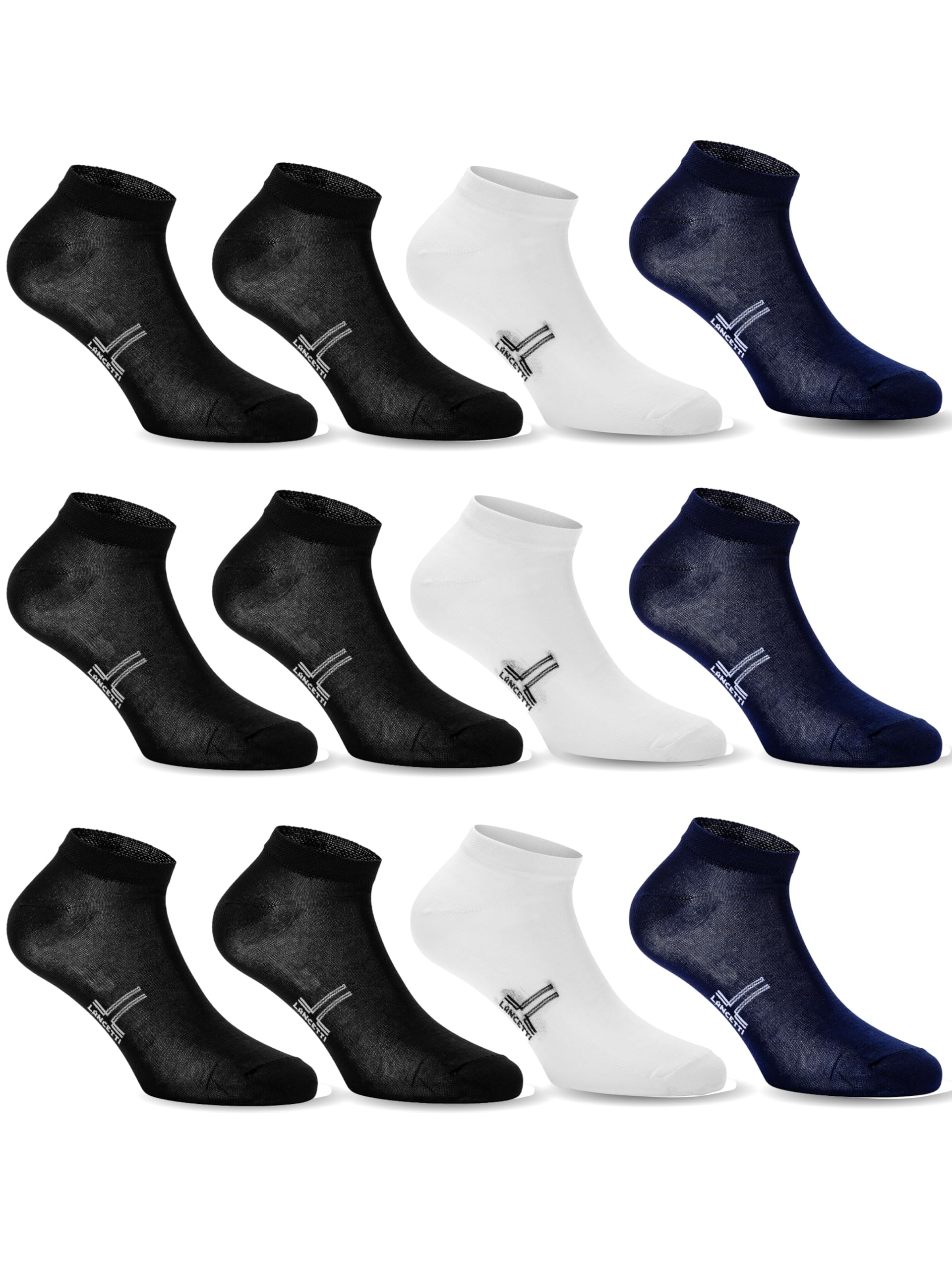 LANCETTI - 12 Paia Calzini Corti Sneaker per Uomo o Donna, Fantasmini in Cotone Filo di Scozia - Home Shopping Italia 