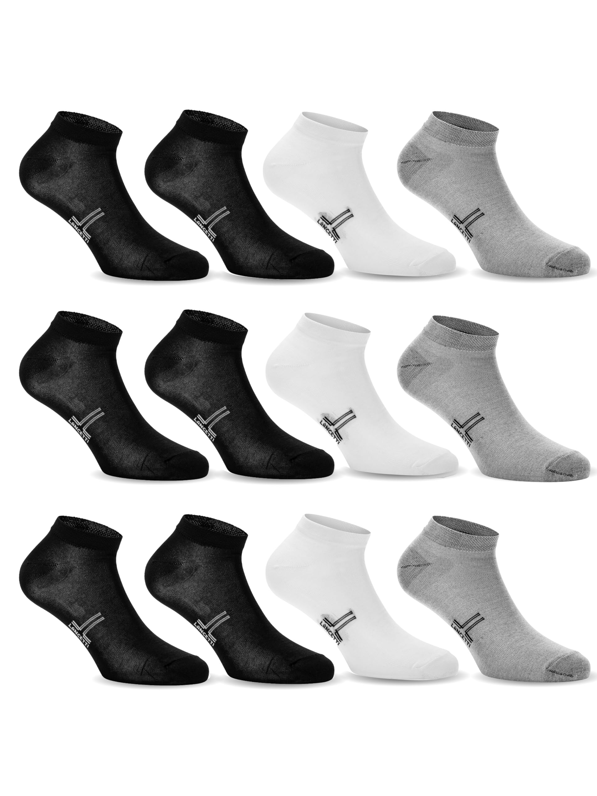 LANCETTI - 12 Paia Calzini Corti Sneaker per Uomo o Donna, Fantasmini in Cotone Filo di Scozia - Home Shopping Italia 
